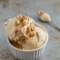 peanut butter gelato in a bowl